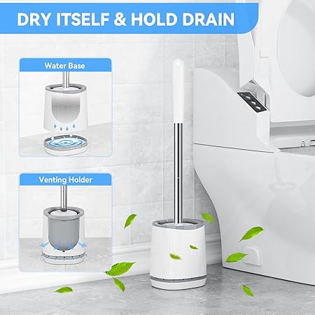 Upgraded Toilet Brush Set – Replaceable TPR Brush Head with Fast-Drain Holder | Wall-Mountable Design