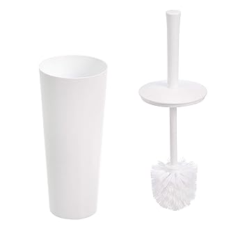 Minimalist White Toilet Brush Set (4-Pack) – With Enclosed Holder | Splash-Proof Bathroom Cleaning Brush | Compact & Hygienic