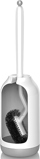 Curved Toilet Brush with Quick-Dry Holder – Ergonomic Design & Dense Bristles | Modern Minimalist Bathroom Cleaner