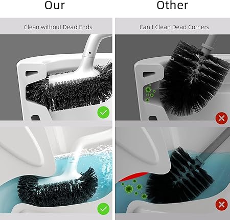 Curved Toilet Brush with Quick-Dry Holder – Ergonomic Design & Dense Bristles | Modern Minimalist Bathroom Cleaner