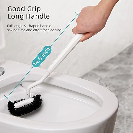 Curved Toilet Brush with Quick-Dry Holder – Ergonomic Design & Dense Bristles | Modern Minimalist Bathroom Cleaner