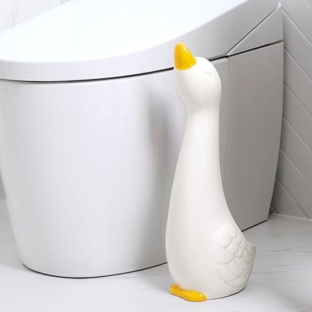 Creative Goose-Shaped Toilet Brush Set – Ceramic Holder with Hidden Brush | Funny Bathroom Decor & Cleaning Tool