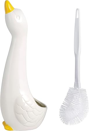 Creative Goose-Shaped Toilet Brush Set – Ceramic Holder with Hidden Brush | Funny Bathroom Decor & Cleaning Tool