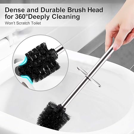 2-Pack Stainless Steel Toilet Brush Set | Rust-Resistant Holder | Concealed Design | Sleek Bathroom Cleaning Tool