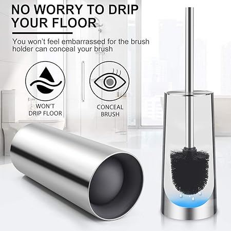 2-Pack Stainless Steel Toilet Brush Set | Rust-Resistant Holder | Concealed Design | Sleek Bathroom Cleaning Tool
