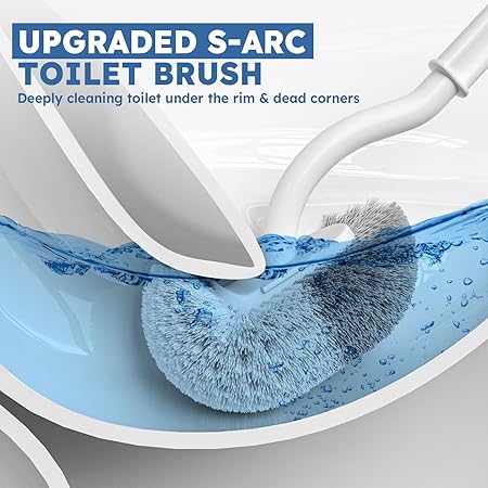 2-Pack U-Shaped Toilet Brush Set with Ventilated Holder | Strong Nylon Bristles | Deep Cleaning for Corners & Under Rim