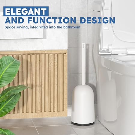 2-Pack U-Shaped Toilet Brush Set with Ventilated Holder | Strong Nylon Bristles | Deep Cleaning for Corners & Under Rim