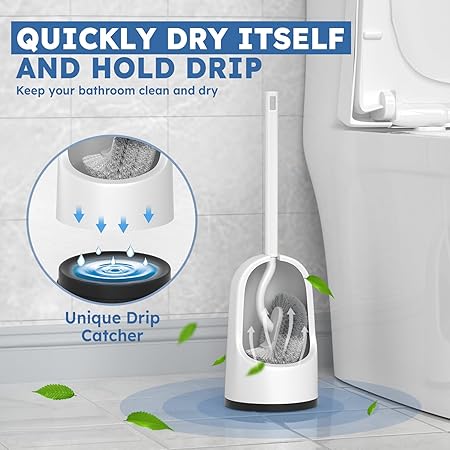 2-Pack U-Shaped Toilet Brush Set with Ventilated Holder | Strong Nylon Bristles | Deep Cleaning for Corners & Under Rim