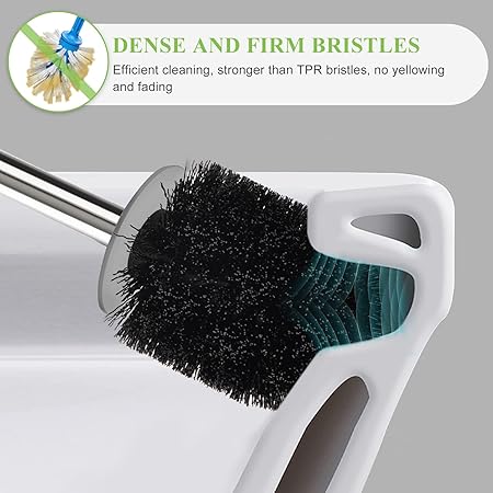 Heavy-Duty Toilet Brush with Holder – 360° Thick Bristle Head & Splash-Proof Handle | Ventilated Base | Deep Cleaning Design