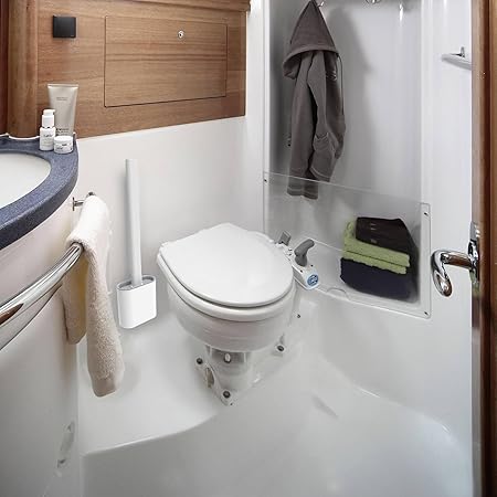 Silicone Toilet Brush with Wall-Mount Holder | Round Flat Head | Quick-Dry Ventilated Base | Compact for Small Bathrooms