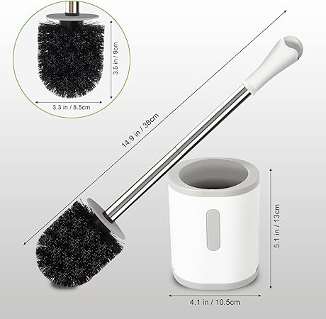 Heavy-Duty Toilet Brush with Holder – 360° Thick Bristle Head & Splash-Proof Handle | Ventilated Base | Deep Cleaning Design