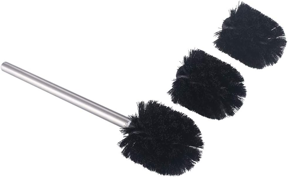 Stainless Steel Toilet Brush Set with 3 Replaceable Heads | Dense Nylon Bristles | Rust-Resistant Handle | Heavy-Duty Cleaning