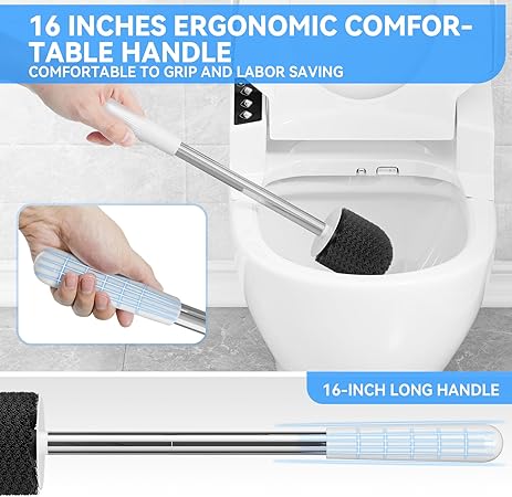 Upgraded Toilet Brush Set – Replaceable TPR Brush Head with Fast-Drain Holder | Wall-Mountable Design
