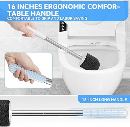 Upgraded Toilet Brush Set – Replaceable TPR Brush Head with Fast-Drain Holder | Wall-Mountable Design