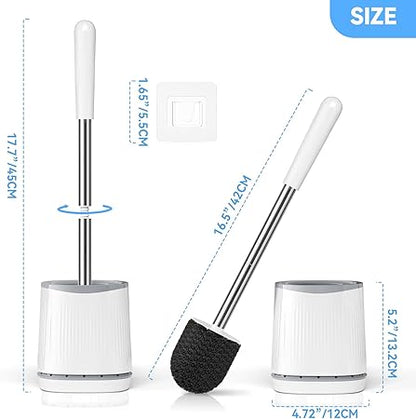 Upgraded Toilet Brush Set – Replaceable TPR Brush Head with Fast-Drain Holder | Wall-Mountable Design