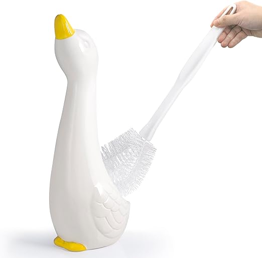 Creative Goose-Shaped Toilet Brush Set – Ceramic Holder with Hidden Brush | Funny Bathroom Decor & Cleaning Tool
