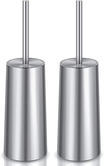 2-Pack Stainless Steel Toilet Brush Set | Rust-Resistant Holder | Concealed Design | Sleek Bathroom Cleaning Tool