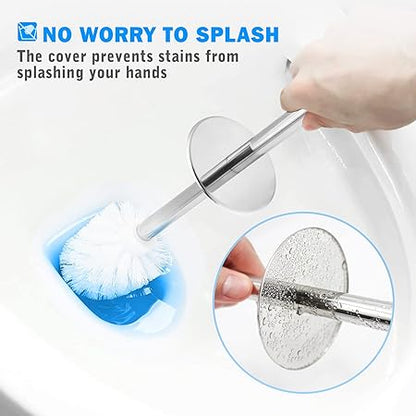 White Toilet Brush with Ventilated Holder | Stainless Steel Handle | Fast Drain Base | Deep Cleaning for Bathroom