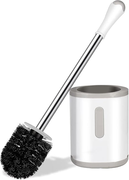 Heavy-Duty Toilet Brush with Holder – 360° Thick Bristle Head & Splash-Proof Handle | Ventilated Base | Deep Cleaning Design