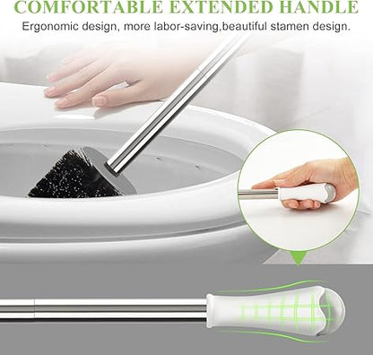 Heavy-Duty Toilet Brush with Holder – 360° Thick Bristle Head & Splash-Proof Handle | Ventilated Base | Deep Cleaning Design