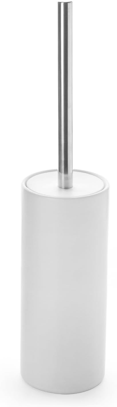 Minimalist Toilet Brush with Stainless Steel Handle | Compact Cylinder Design | Anti-Rust & Anti-Slip Base