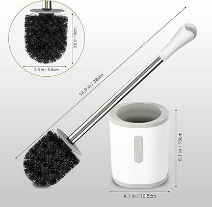 Heavy-Duty Toilet Brush with Holder – 360° Thick Bristle Head & Splash-Proof Handle | Ventilated Base | Deep Cleaning Design