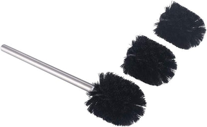 Stainless Steel Toilet Brush Set with 3 Replaceable Heads | Dense Nylon Bristles | Rust-Resistant Handle | Heavy-Duty Cleaning
